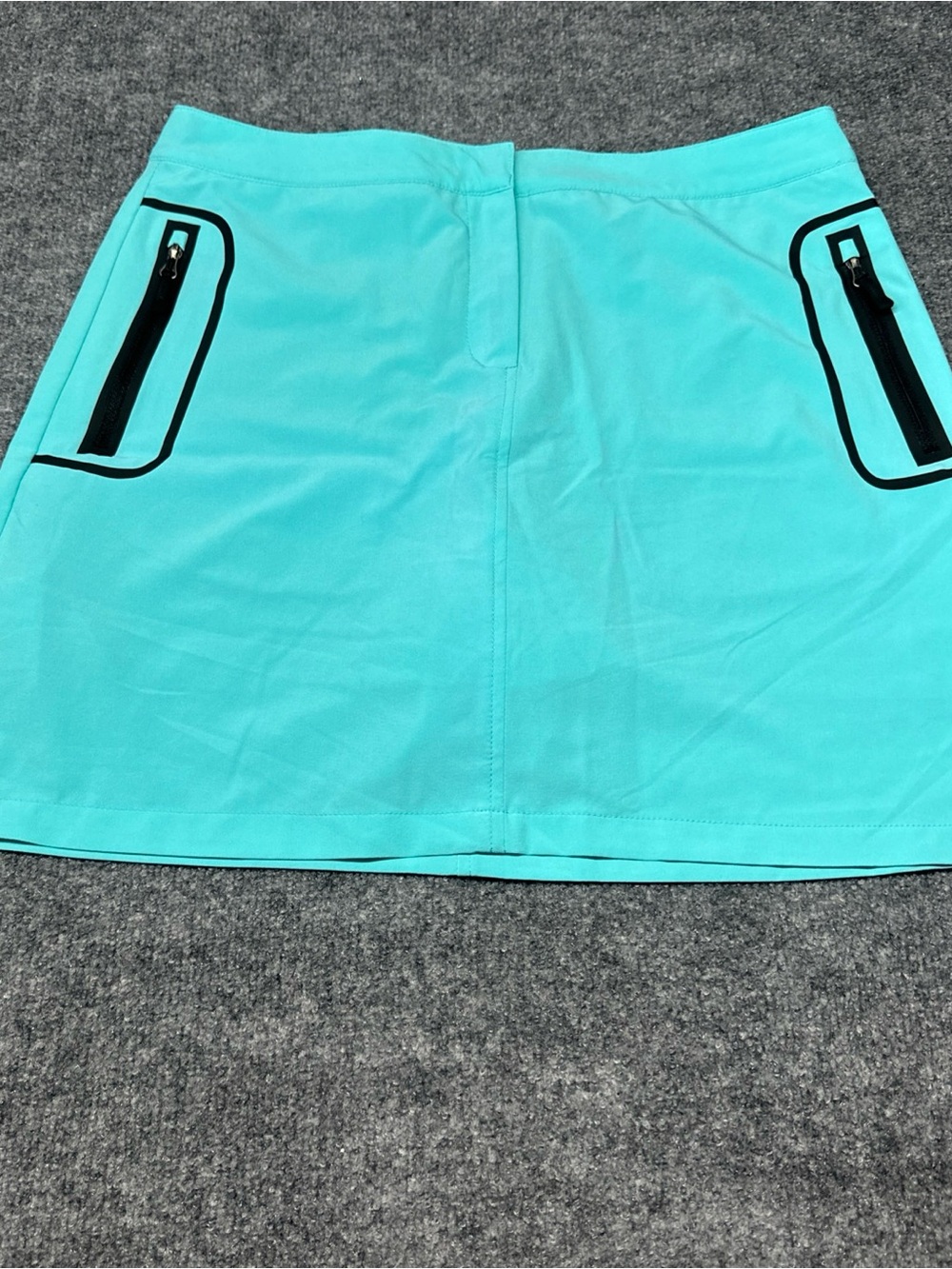 Aqua Mini Skirt with Black Zip Accents